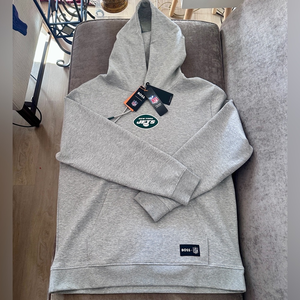 BOSS x NFL Men’s Gray New York Jets Hoodie Sweatshirt 3XL XXXL Sporty Football